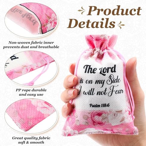 30 Pcs Bible Verse Religious Gift Bags with Drawstring 4 x 6 Inch Floral Christian Candy Gift Wrapping Bags for Women Mother's Day Party Favor Jewelry in Saudi Arabia