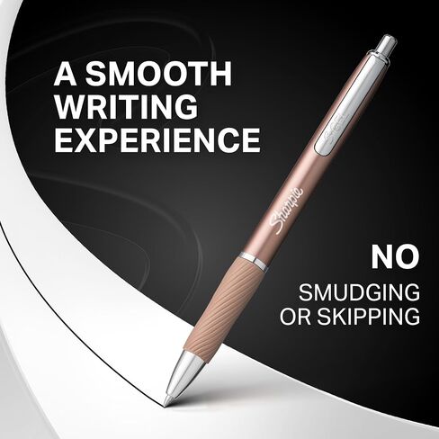 Sharpie S-Gel, Gel Pens, Sleek Metal Barrel, Champagne, Medium Point (0.7mm), Black Ink, 4 Count in Saudi Arabia