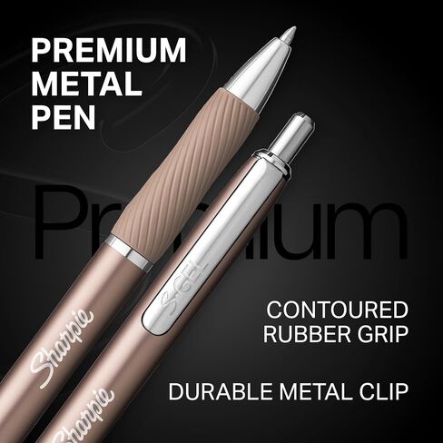 Sharpie S-Gel, Gel Pens, Sleek Metal Barrel, Champagne, Medium Point (0.7mm), Black Ink, 4 Count in Saudi Arabia