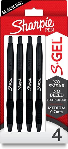 Sharpie S-Gel, Gel Pens, Sleek Metal Barrel, Champagne, Medium Point (0.7mm), Black Ink, 4 Count in Saudi Arabia