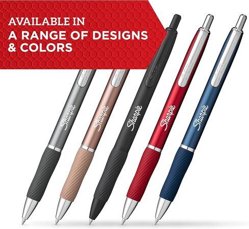Sharpie S-Gel, Gel Pens, Sleek Metal Barrel, Champagne, Medium Point (0.7mm), Black Ink, 4 Count in Saudi Arabia