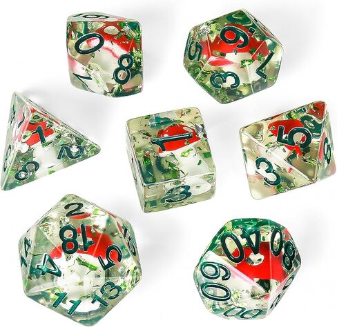 OriCraft Poisonous Mushrooms Dice DND Dice Set with Poisonous Mushrooms Inside Dungeons and Dragons Polyhedral Role Playing Gaming Dices D20 Dice 7 Set Halloween Dices in Saudi Arabia