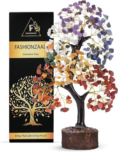 FASHIONZAADI Gemstone Tree - 7 Chakra, Natural Crystal Sculpture - Home Decor, Spiritual Gifts, Feng Shui in Kuwait