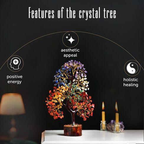FASHIONZAADI Gemstone Tree - 7 Chakra, Natural Crystal Sculpture - Home Decor, Spiritual Gifts, Feng Shui in Kuwait