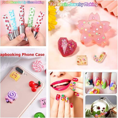 200g Tiny Fruit Slices Charms Cute Set for Resin Polymer Clay Slime Making 3D Fimo Fruits Sticker Bulk for DIY Crafts Nail Art Lip Gloss Supplies Cellphone Decoration Accessories (Banana) in Kuwait