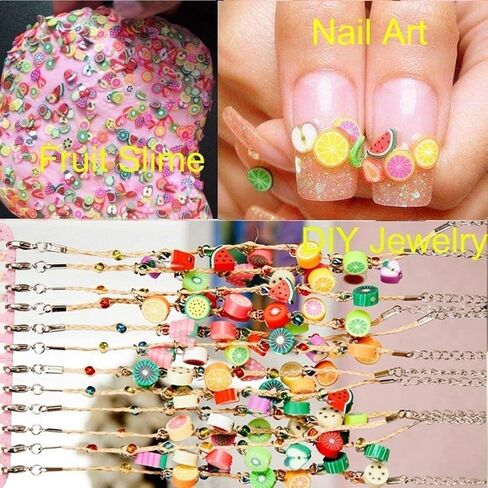 200g Tiny Fruit Slices Charms Cute Set for Resin Polymer Clay Slime Making 3D Fimo Fruits Sticker Bulk for DIY Crafts Nail Art Lip Gloss Supplies Cellphone Decoration Accessories (Banana) in Kuwait