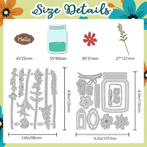 Jar Wildflowers Cutting Dies Card Making Die Stencil Metal Flower Vases Die Cuts Card Scrapbooking Embossing Template Dies for Greeting Cards Craft Paper Album Invitation Decor in Kuwait