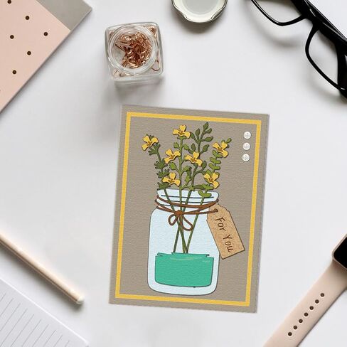 Jar Wildflowers Cutting Dies Card Making Die Stencil Metal Flower Vases Die Cuts Card Scrapbooking Embossing Template Dies for Greeting Cards Craft Paper Album Invitation Decor in Kuwait