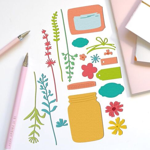 Jar Wildflowers Cutting Dies Card Making Die Stencil Metal Flower Vases Die Cuts Card Scrapbooking Embossing Template Dies for Greeting Cards Craft Paper Album Invitation Decor in Kuwait