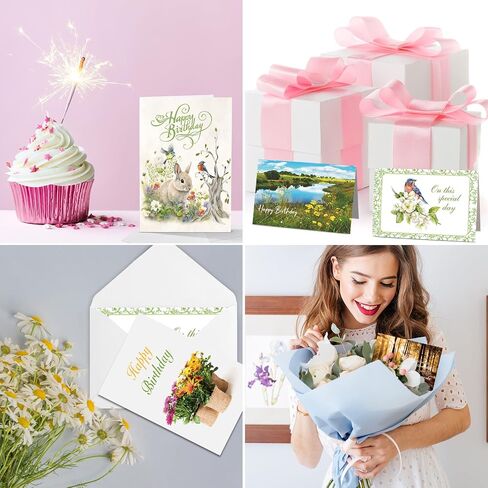 Zhanmai 24 Pcs Religious Birthday Cards Bulk with Scripture Bible Verse Assorted Christian Blessings Birthday Greeting Cards 4 x 6 Inch Inspirational Cards with Envelopes(Scenic Style) in Kuwait