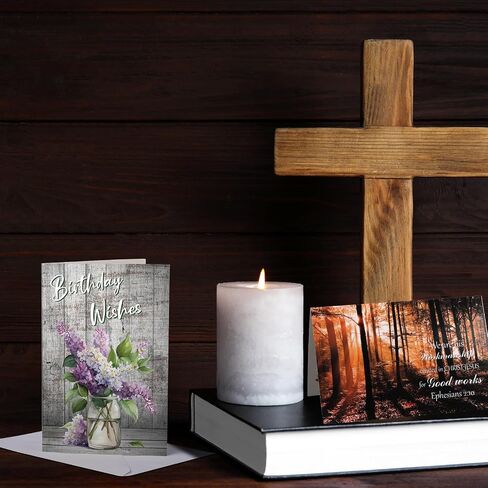 Zhanmai 24 Pcs Religious Birthday Cards Bulk with Scripture Bible Verse Assorted Christian Blessings Birthday Greeting Cards 4 x 6 Inch Inspirational Cards with Envelopes(Scenic Style) in Kuwait