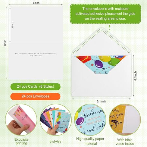 Zhanmai 24 Pcs Religious Birthday Cards Bulk with Scripture Bible Verse Assorted Christian Blessings Birthday Greeting Cards 4 x 6 Inch Inspirational Cards with Envelopes(Scenic Style) in Kuwait