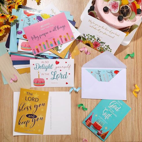 Zhanmai 24 Pcs Religious Birthday Cards Bulk with Scripture Bible Verse Assorted Christian Blessings Birthday Greeting Cards 4 x 6 Inch Inspirational Cards with Envelopes(Scenic Style) in Kuwait
