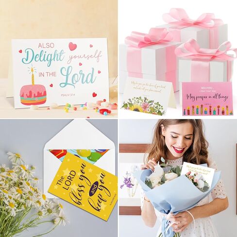 Zhanmai 24 Pcs Religious Birthday Cards Bulk with Scripture Bible Verse Assorted Christian Blessings Birthday Greeting Cards 4 x 6 Inch Inspirational Cards with Envelopes(Scenic Style) in Kuwait