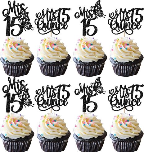 Rsstarxi 1 Pack Mis Quince 15 Cake Topper Glitter Hello 15 Fabulous Fifteen Cake Pick Cheers to 15 Years Cake Decorations for Happy 15th Birthday Anniversary Party Supplies Pink in Kuwait