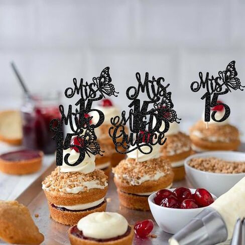 Rsstarxi 1 Pack Mis Quince 15 Cake Topper Glitter Hello 15 Fabulous Fifteen Cake Pick Cheers to 15 Years Cake Decorations for Happy 15th Birthday Anniversary Party Supplies Pink in Kuwait