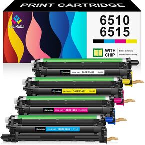 LeciRoba 6510 6515 Remanfactured Drum Unit Replacement for Xerox 108R01420 108R01419 108R01417 108R01418 for Xerox Phaser 6510 WorkCentre 6515 (4-Pack, NOT Toner Cartridge)