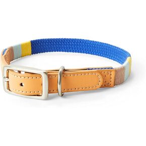Youly Vertical Stripe Rope Dog Collar Blue Medium