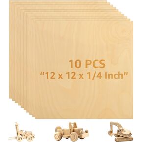 10 حزمة من خشب البتولا البلطيق 1/4 "× 12" × 12 "من أوراق الخشب الرقائقي ، خشب الخشب الرقائقي بسمك 6 مم لقطع الليزر ونقش ، مشاريع DIY ، الرسم ، حرق الخشب وقطع CNC