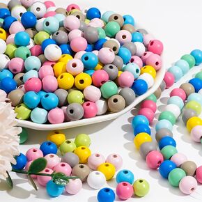 500Pcs Colorful Round Wooden Beads for Craft Natual Wooden Beads Assorted Farmhouse Loose Craft Bead Painted Wooden Beads for Jewelry Making Friendship Bracelet Holiday Decorations(10mm)