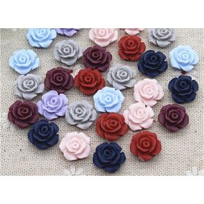 50pcs 13mm Resin Rose Flower FlatBacks Cabochons Decoration Flat Back DP241