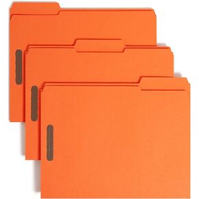 Smead Fastener File Folders, 50 Count, Orange, Reinforced 1/3-Cut Tabs, 2 Fasteners, Letter Size (12540)