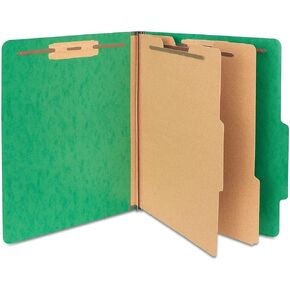 Staples Moisture-Resistant Classification Folders, Letter, 2 Partitions, Green, 10/Pack