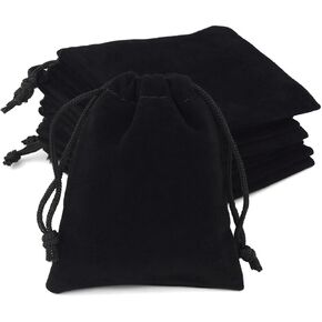 10 Pieces Velvet Drawstring Jewelry Bags Velvet Drawstring Jewelry Pouches Gift Bags for Wedding Party Favors Small Velvet Bags with Drawstring Candy Bags Christmas Gift Velvet Cloth Bag (Black)