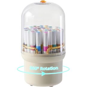 360-Degree Rotating Pencil Holder with Lid, Pen Holder with 7 Slots for Desk, Caddy Art Supply Organizer, Crayon Organizers for Desk Office School, Marker Organizer (Black)