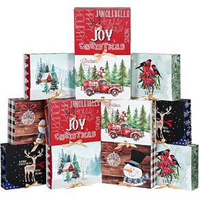 Xylitic 12 Pack Christmas Gift Boxes, 12x9.8x3.1Inches,Christmas Boxes for Gifts with Lids，Ideal for Holiday Gift Wrapping and Christmas Presents