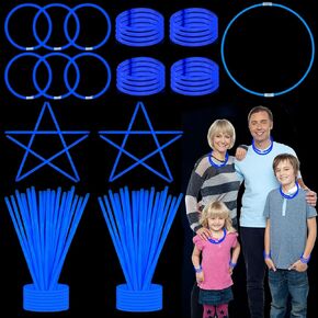 75 Glow Sticks Bracelets and Necklaces, 8'' Glowsticks Bulk Pack Bright Glow in the Dark Party Supplies for Kids (Purple)