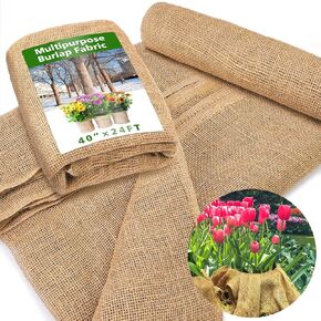 40" x 24 Feet Burlap Fabric Tree Wrap Roll Gardening Natural Burlap Fabric, Burlap Jute Fabric Blanket for Wedding Table Center Pieces Decoration Rustic Party Décor