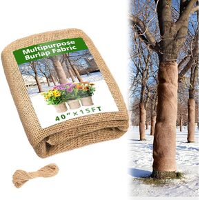 40" x 24 Feet Burlap Fabric Tree Wrap Roll Gardening Natural Burlap Fabric, Burlap Jute Fabric Blanket for Wedding Table Center Pieces Decoration Rustic Party Décor