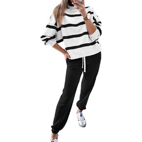 Women 2 Piece Outfits Long Sleeve Pullover Tops and Jogger Pants Lounge Set Sweatsuits Tracksuit with Pockets