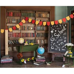 School Pictures Photos 10x8ft Fabric Back to School Photos Library Bookshelf Banner Teacher Pictures Background Kids Graduation Party Banner Students First Day of School Photos