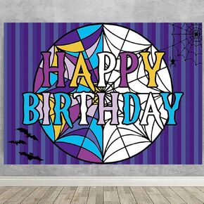 Wednesday Banner Midweek Horror Theme Birthday Photography Backdrop for Kids Boys Girls Celebration Party Decorations Supplies Black White Stripe Photo Background 5x3ft