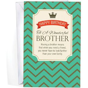 Chuck's Card-O-Rama - Birthday Card For Brother - Made in America - Large Card Opens to 10" x 7.75" - Extra Thick Paper - 10360 - Includes Envelope