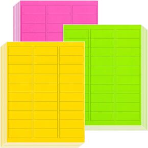 L LIKED 900 Assorted Fluorescent Neon Address Labels, 1" X 2-5/8" Bright Fluorescent Paper Labels for Shipping Envelopes & Small Packages - Green, Yellow, Pink - 30 Sheets