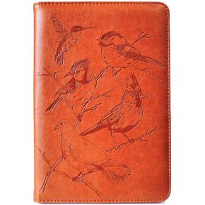 SOHOSPARK Birds Refillable Faux Leather Journal, 6x8.7 Vegan Lined Writing Journal for Women or Men