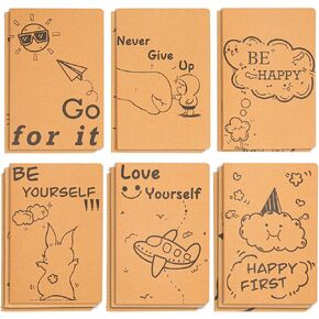 15 Mini Unlined Inspirational Notebook, Blank Paper, 5.5X8.3 inch, A5 fun Happy Subject Journal Travel Office Writing Journals Set