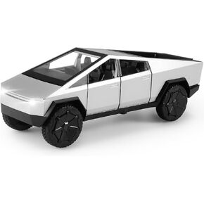 Cybertruck Toy Trucks,1/36 Diecast Metal Pickup Truck Toys with Sound and Light,Car Model for Kids Gift or Vehicles Model Collection Lovers,(Silver) CT3601S