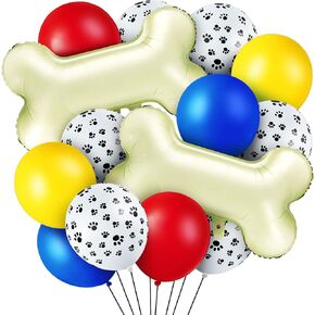 44 Pcs Dog Paw Balloons Decoration Kit including 40 Colorful Latex Balloons Paw Print Balloons and 4 Bone Aluminum Foil Balloons Party Accessories