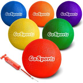GoSports Playground Balls for Kids (Heavy Duty Set of 6) with Carry Bag and Ball Pump (Choose 8.5" or 10" Sizes)