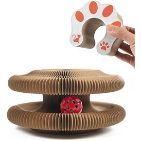 2pcs Magic Organ Cat Scratcher Board ، Accorting Cardboard Pad Accordion ، كرة تفاعلية ، حيوانات صغيرة قابلة للطي ، لعبة خدش Post Cat for Feline Physical Entertainment