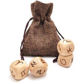 4Pcs/Set Creative Zodiac Dice Set - 2 Pairs 12 Constellation Symbol Pattern Dices for Game Divination Accessory (Version1(2 Pairs))
