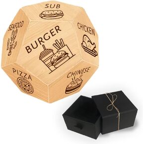 UNICRAFTALE 12 Types of Food 1Set Wood Food Decision Dice Wedding Gifts Funny Food Dice with Jewelry Ring Box for Husband Wife Gifts Anniversary Date Night Gifts