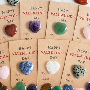 ORIENTAL CHERRY 24 Pack Valentines Cards with Heart-Shape Crystals - Valentine Gift Exchange for Boys Girls Toddlers Classroom School Party Favor