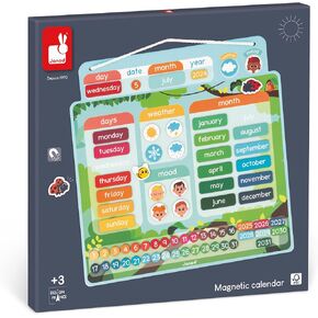 Janod Magnetic Wooden Calendar - Yearly through 2031 - Day, Month, Year, Weather, and Mood - Ages 3-10 Years - J05459