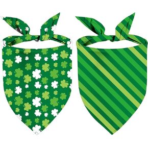 St. Patrick's Day Dog Bandanas 2 Pack, Triangle Reversible Green Shamrock Pet Scarf for Boys and Girls, Premium Durable Fabric, Holiday Bandana for Large and Giant Dogs(X-Large)