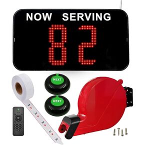 Take a Number System Now Serving Number Sign Simple Queue Management System with 3-Digit Ticket Dispenser Stand 000-999